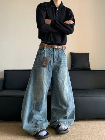 RT No. 19602 WASHED BLUE WIDE JEANS