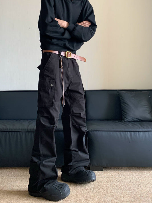 RT No. 11507 BLACK CARGO STRAIGHT PANTS