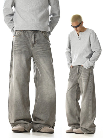 RT No. 32024 WHISKER WASH WIDE STRAIGHT JEANS