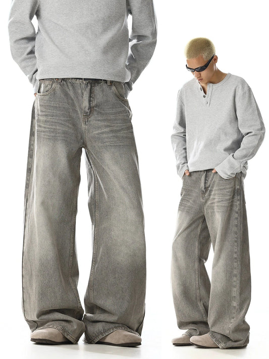 RT No. 32024 WHISKER WASH WIDE STRAIGHT JEANS