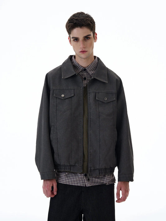 RT No. 20024 GRAY ZIP DENIM JK