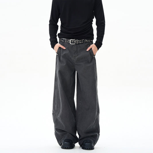 RT No. 12134 GRAY BAGGY STRAIGHT PANTS