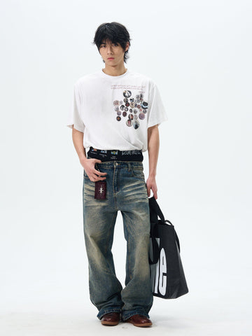 RT No. 12628 WASHED BLUE DENIM STRAIGHT JEANS