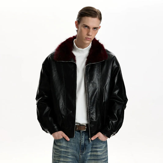 RT No. 50112 FUR COLLAR LEATHER JACKET