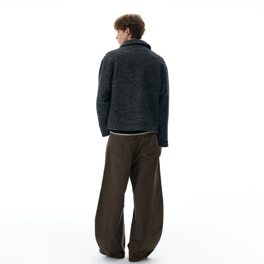 RT No. 40761 GRAY SILHOUETTE TWEED ZIPPER JACKET