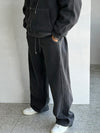 RT No. 12432 DARK GRAY ZIP LETTERED HOODIE & BAGGY SWEATPANTS