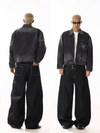 RT No. 19804 BLACK WIDE STRAIGHT DENIM JEANS
