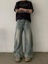 RT No. 18863 FRONT MACHETE DENIM STRAIGHT JEANS