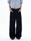 RT No. 29050 STITCHED DENIM BAGGY STRAIGHT JEANS