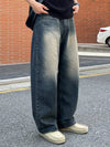 RT No. 18183 WASHED BLUE DENIM STRAIGHT JEANS
