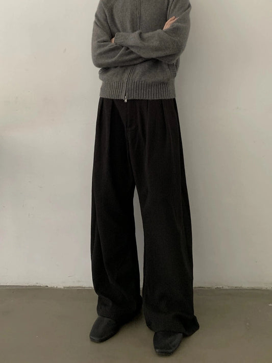 RT No. 28104 PLEATED BLACK WIDE BAGGY PANTS