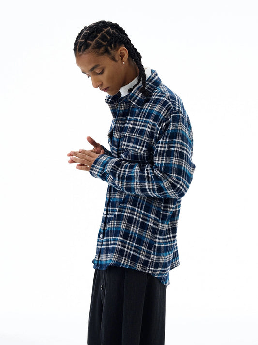 RT No. 19559 KNIT BLUE PLAID SHIRT JK