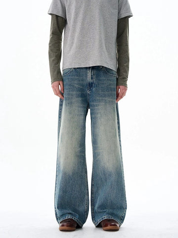 RT No. 19584 WASHED BLUE DENIM STRAIGHT JEANS