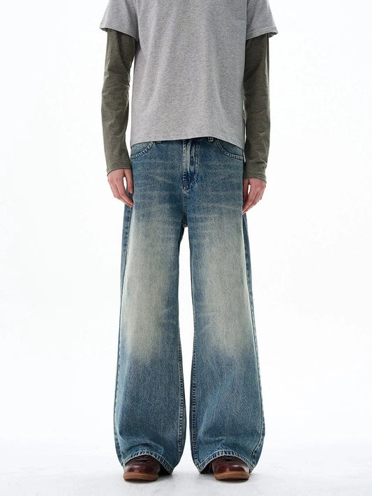 RT No. 19584 WASHED BLUE DENIM STRAIGHT JEANS