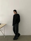 RT No. 28111 DARK GRAY SILHOUETTE BAGGY STRAIGHT PANTS
