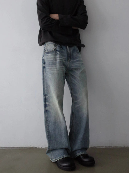 RT No. 32064 WHISKER WASH DENIM STRAIGHT JEANS