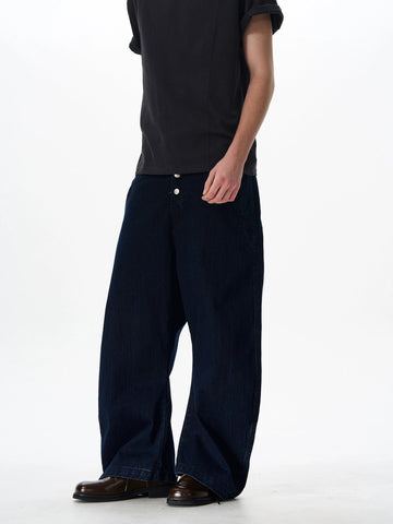 RT No. 18029 BLUE BUTTONED DENIM STRAIGHT JEANS