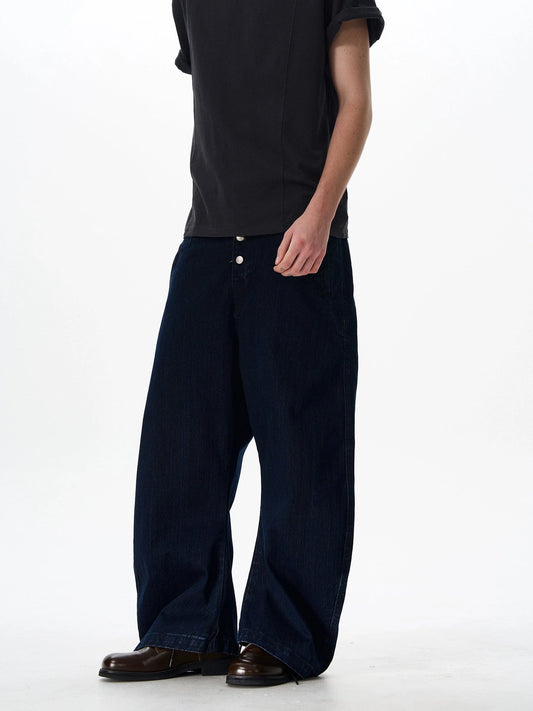 RT No. 18029 BLUE BUTTONED DENIM STRAIGHT JEANS