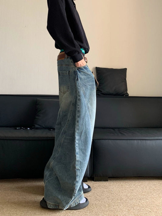 RT No. 19602 WASHED BLUE WIDE JEANS