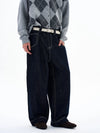 RT No. 29019 BLACK STITCHED WIDE BAGGY JANTS