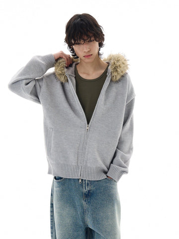 RT No. 25054 KNITWEAR FUR ZIP HOODIE