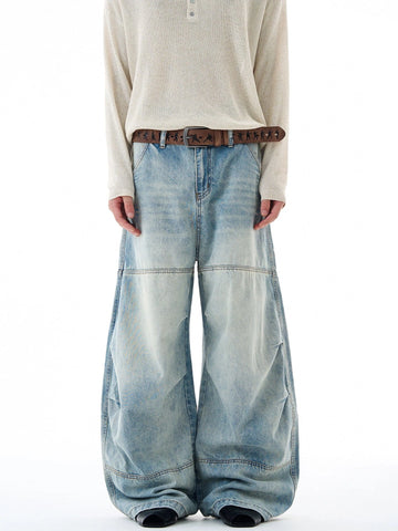RT No. 32820 RECONSTRUCTED BAGGY SCIMITAR DENIM JEANS