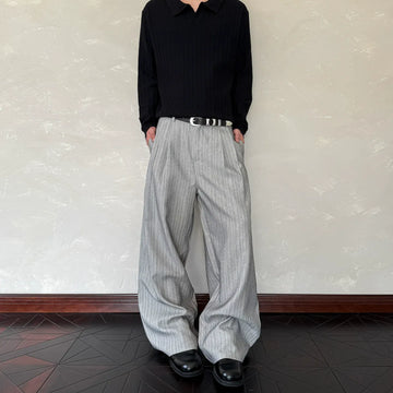 RT No. 40842 STRIPED PLEATED BAGGY PANTS