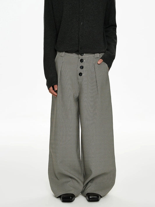 RT No. 50034 PLEATED PLAID BAGGY STRAIGHT PANTS