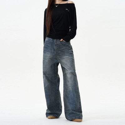 RT No. 12004 MUD BLUE STRAIGHT DENIM JEANS