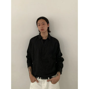 RT No. 29106 STRIPED HALF BUTTON-UP SHIRT