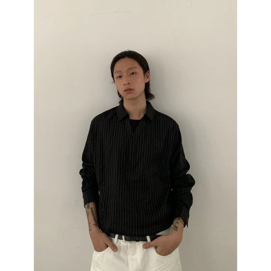 RT No. 29106 STRIPED HALF BUTTON-UP SHIRT