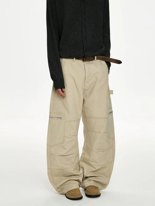 RT No. 50004 KHAKI BAGGY STRAIGHT CARGO PANTS