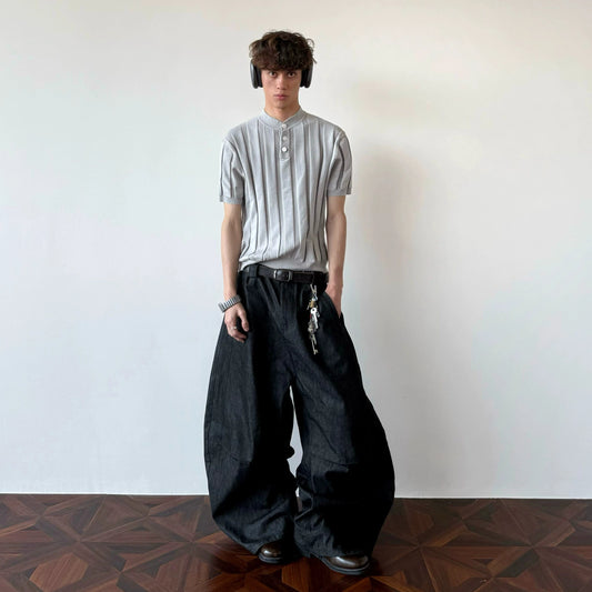 RT No. 18723 VERTICAL KNIT HENRY COLLAR SHORT SLEEVE