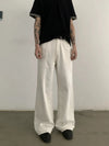 RT No. 19727 RECONSTRUCTED LINEN WHITE STRAIGHT PANTS