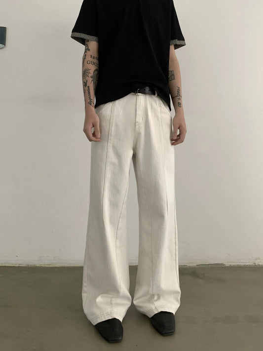 RT No. 19727 RECONSTRUCTED LINEN WHITE STRAIGHT PANTS