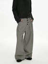 RT No. 50034 PLEATED PLAID BAGGY STRAIGHT PANTS