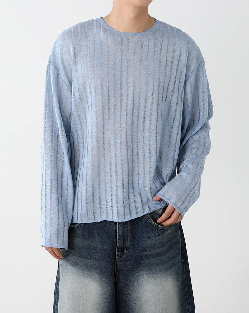 RT No. 11344 BLUE KNIT PULLOVER LONG SLEEVE