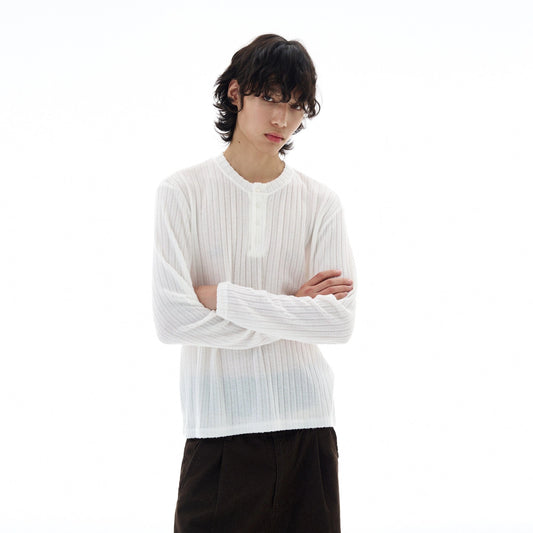 RT No. 25035 KNIT RIBBED HENRY COLLAR LONGSLEEVE