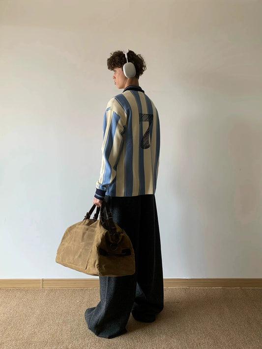 RT No. 18005 SOCCER STRIPE HENRY COLLAR SWEATER