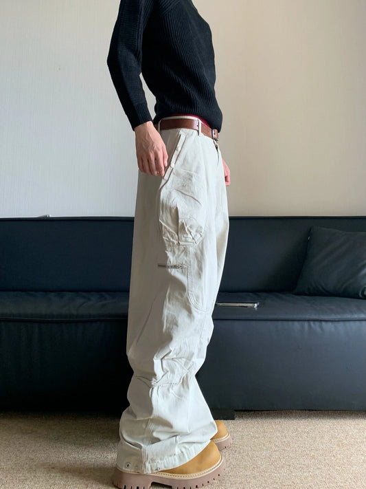 RT No. 19607 CREAM WHITE WORK WEAR CARGO PANTS