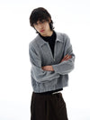 RT No. 25057 KNITWEAR GRAY ZIP SWEATER