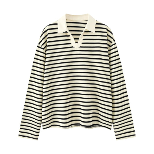 RT No. 50133 KNITWEAR STRIPED COLLAR LONGSLEEVE