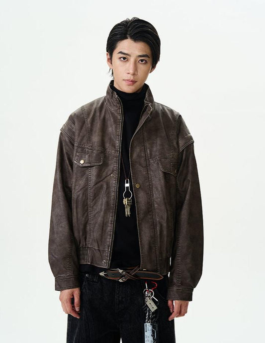 RT No. 11980 RECONSTRUCTED ZIP UP LEATHER JK