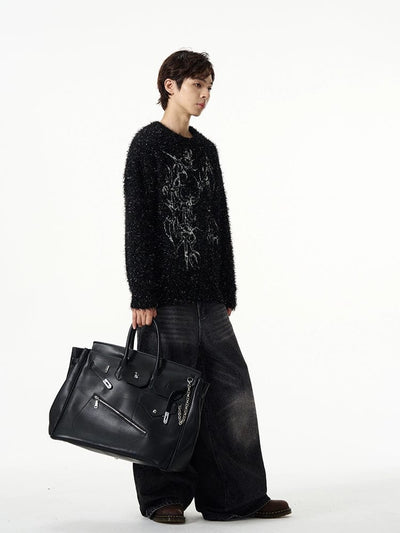 RT No. 12000 KNIT BLACK GRAPHIC CYBERSIGILISM SWEATER