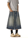 RT No. 18123 DRAWSTRING WASHED DENIM SHORTS