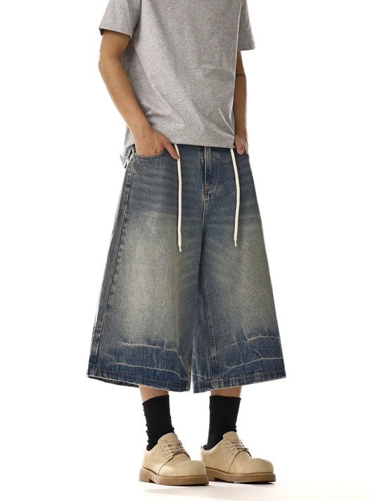 RT No. 18123 DRAWSTRING WASHED DENIM SHORTS