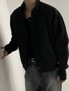RT No. 18289 BLACK STAND COLLAR ZIP COAT JK