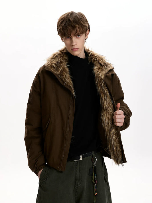 RT No. 50038 DARK BROWN WOLF COLLAR JACKET