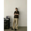 RT No. 19702 COFFEE V-NECK BUTTON-UP SHORT SLEEVE