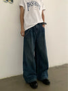 RT No. 19720 PLEATED BAGGY STRAIGHT DENIM JEANS